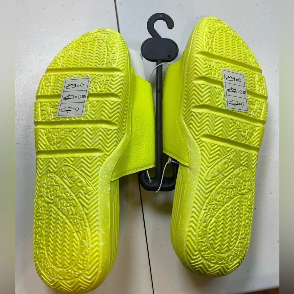 NWOB AND 1 - Youth Bright Yellow Adjustable Slip On Athletic Slides  - Size 5